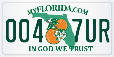 FL license plate 0047UR
