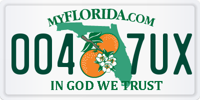 FL license plate 0047UX