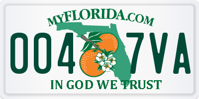 FL license plate 0047VA