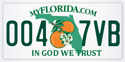 FL license plate 0047VB
