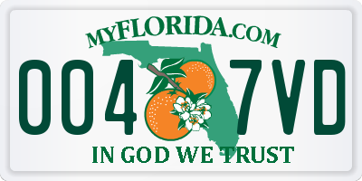 FL license plate 0047VD