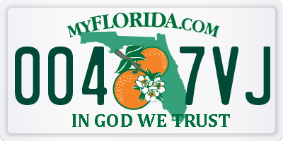 FL license plate 0047VJ