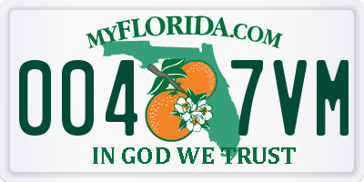 FL license plate 0047VM