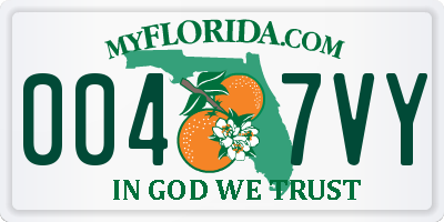 FL license plate 0047VY
