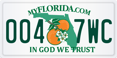 FL license plate 0047WC