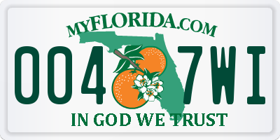 FL license plate 0047WI