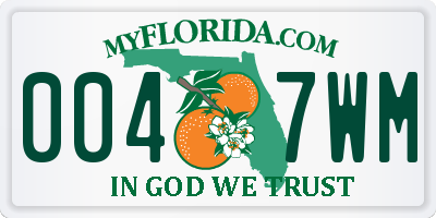 FL license plate 0047WM