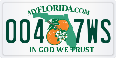FL license plate 0047WS