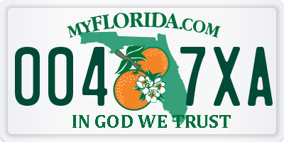 FL license plate 0047XA