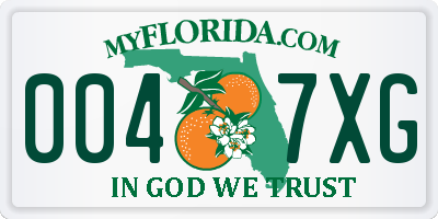 FL license plate 0047XG