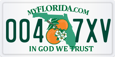 FL license plate 0047XV