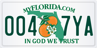 FL license plate 0047YA