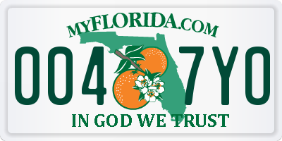 FL license plate 0047YO