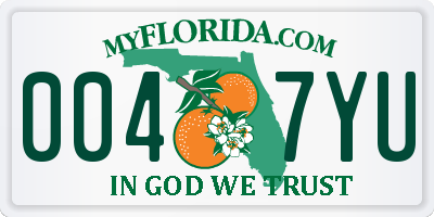 FL license plate 0047YU