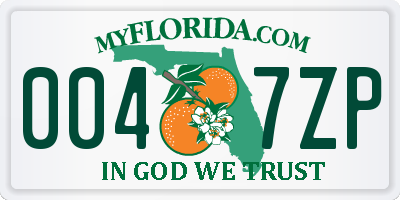 FL license plate 0047ZP