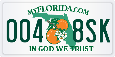 FL license plate 0048SK