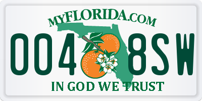 FL license plate 0048SW