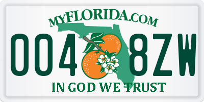 FL license plate 0048ZW