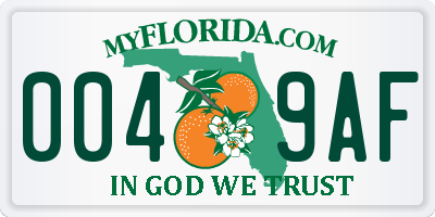 FL license plate 0049AF