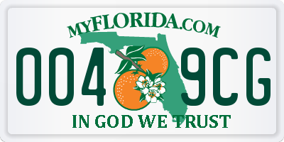 FL license plate 0049CG