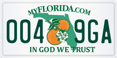 FL license plate 0049GA
