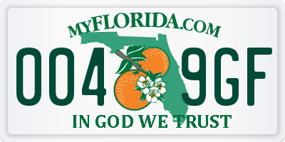 FL license plate 0049GF
