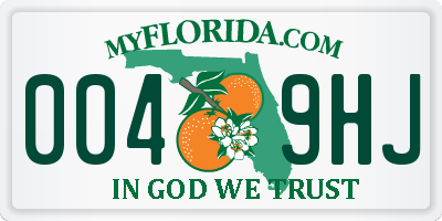 FL license plate 0049HJ