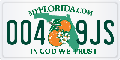 FL license plate 0049JS