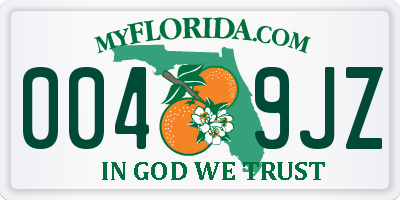 FL license plate 0049JZ