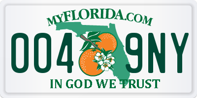 FL license plate 0049NY