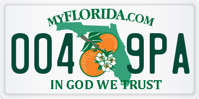 FL license plate 0049PA