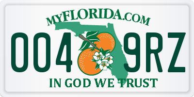 FL license plate 0049RZ