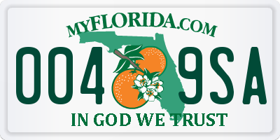 FL license plate 0049SA