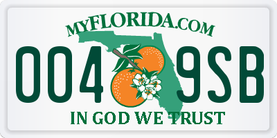 FL license plate 0049SB