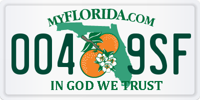 FL license plate 0049SF