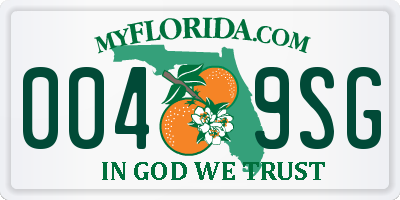 FL license plate 0049SG