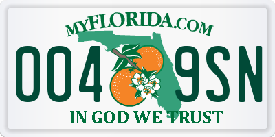 FL license plate 0049SN