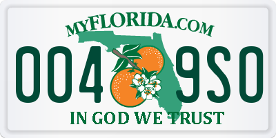 FL license plate 0049SO