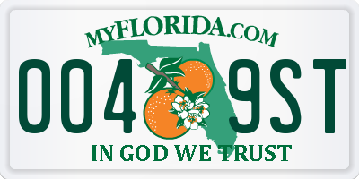 FL license plate 0049ST