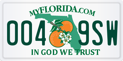 FL license plate 0049SW