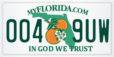 FL license plate 0049UW