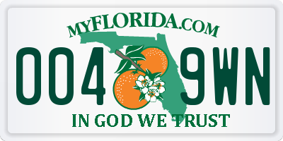 FL license plate 0049WN
