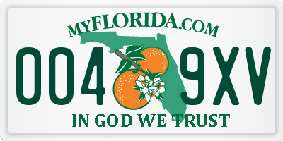 FL license plate 0049XV