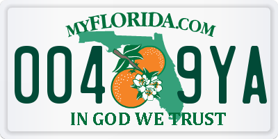 FL license plate 0049YA