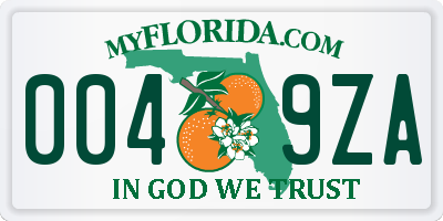 FL license plate 0049ZA