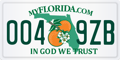 FL license plate 0049ZB