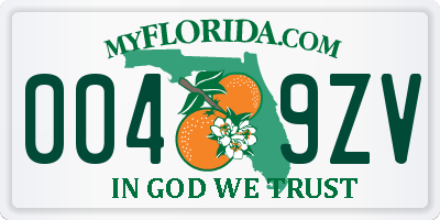 FL license plate 0049ZV