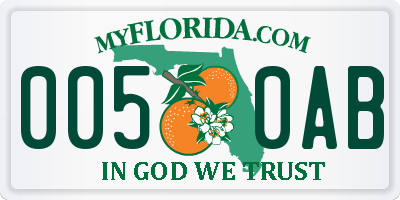 FL license plate 0050AB