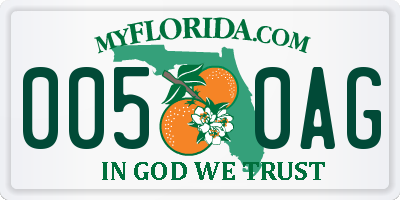 FL license plate 0050AG