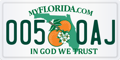 FL license plate 0050AJ